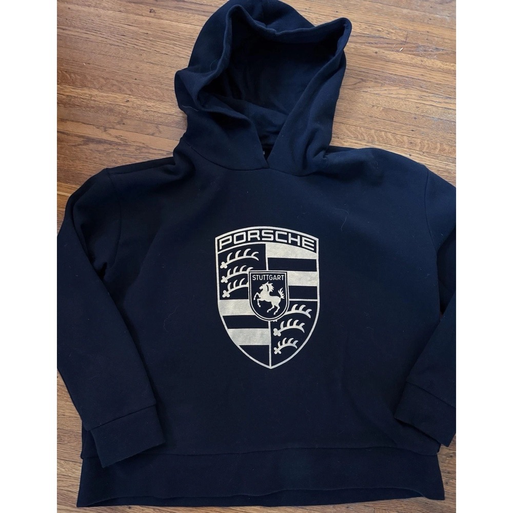Porsche Pullover Women's Hoodie  Sweatshirt Car Black Gold Logo Relaxed Fit